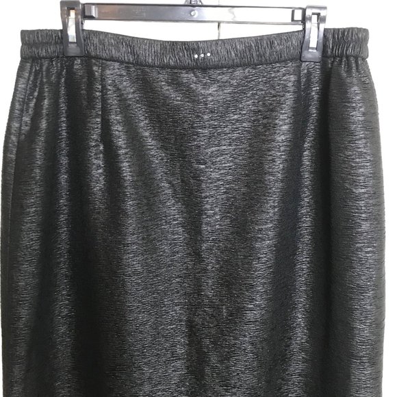BMJ Studio Black Skirt Size 18 Crinkle Straight Modest Midi - Picture 2 of 5